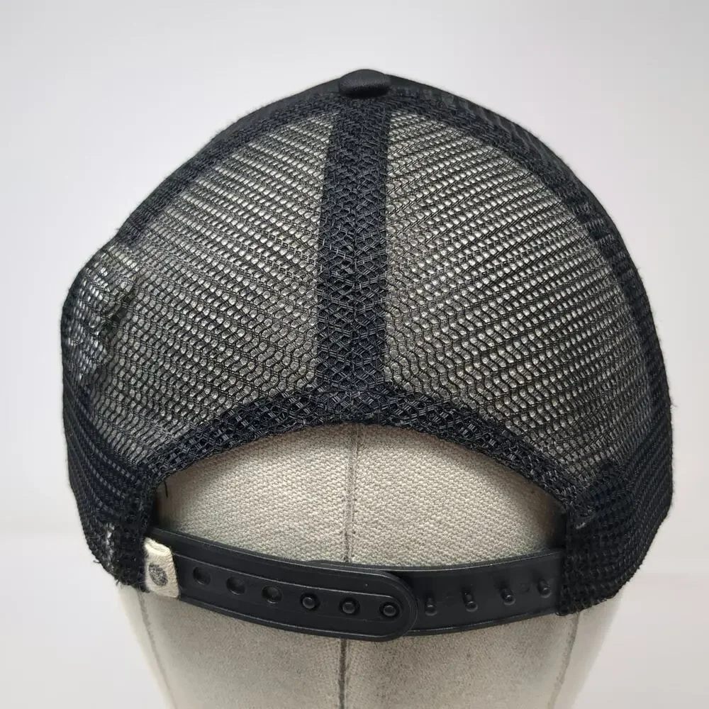 Roxy Trucker Hat Black Floral Hibiscus Striped One Size Mesh Snapback Bill